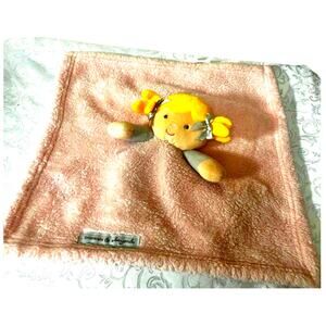 Blankets and Beyond Lovey Security Blanket Pink Girl Doll Yellow Hair 15"